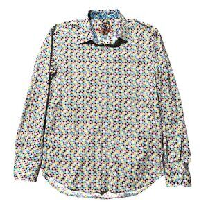 Robert Graham Men's Sz L Multicolor Dressy Shirt Geometric Pattern Long Sleeve